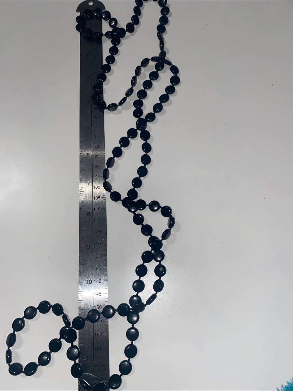 90s Vintage Black Beaded Long Necklace - Picture 4 of 4